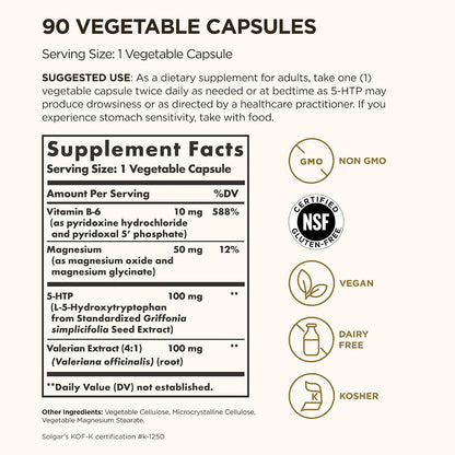 Solgar 5-HTP 100 mg, 90 Cápsulas Vegetales – Image 2