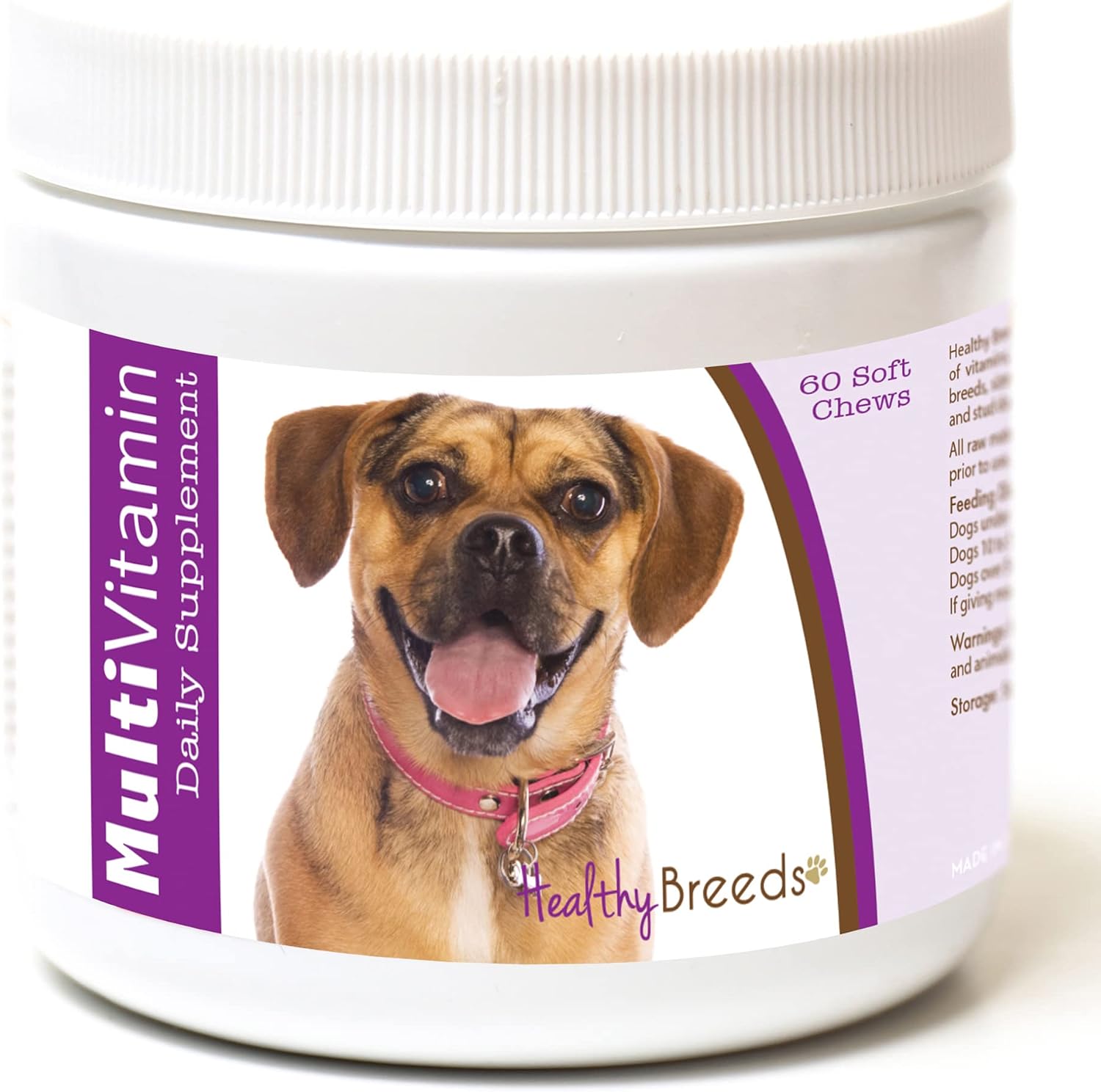 Masticables suaves multivitamínicos Healthy Breeds Puggle, 60 unidades