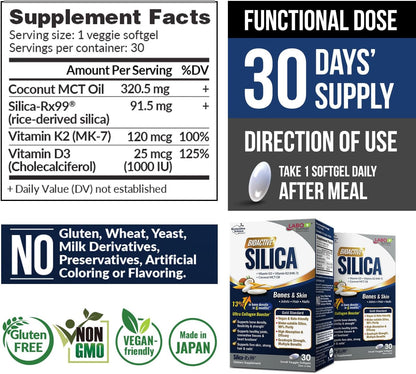 LABO Bioactive Silica - Pack de 3 - 90 Cápsulas Veganas - Sílice de Arroz 99% Pureza para Huesos y Articulaciones – Image 2