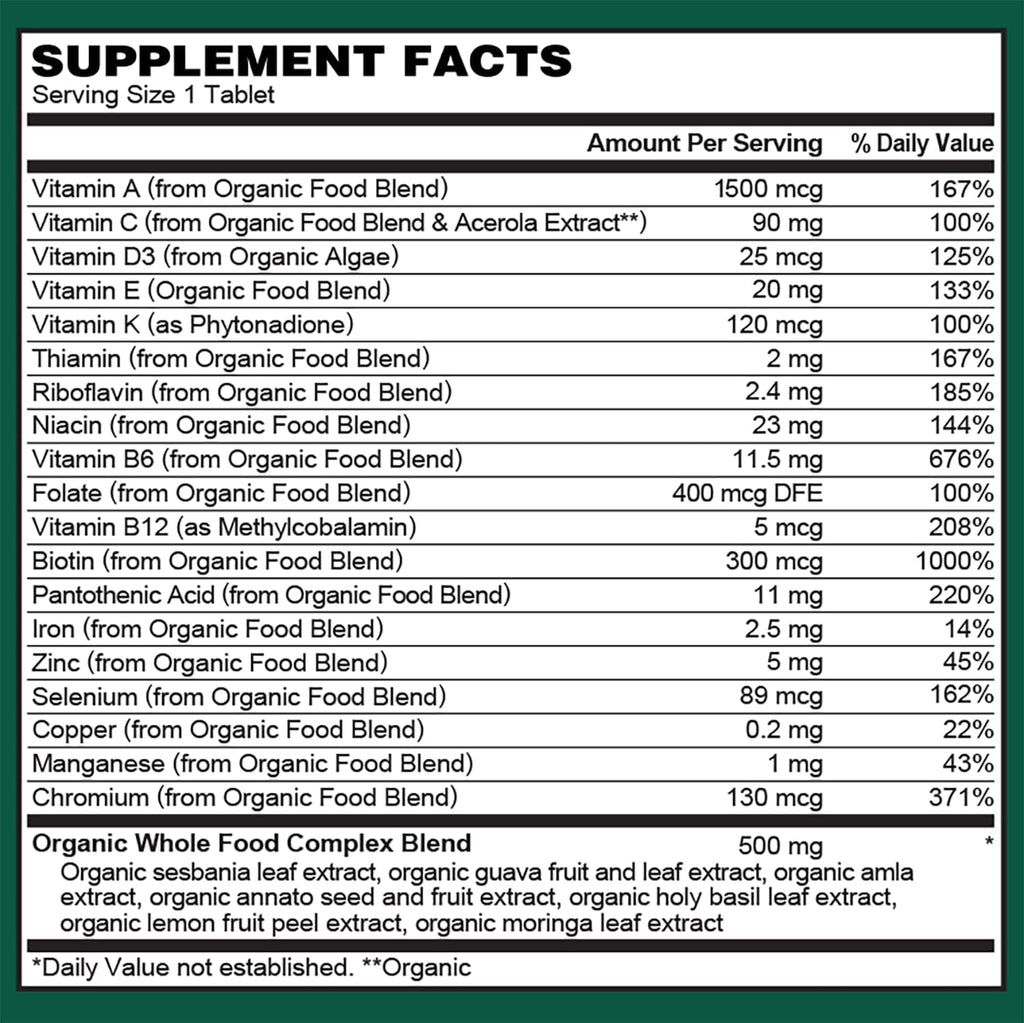 PlantFusion Multivitamínico Orgánico para Mujeres con Hierro - 60 Comprimidos