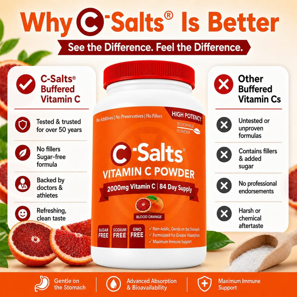 C-Salts Vitamina C en Polvo Tamponada - Sabor Naranja Sangre, 26 oz (735 g) - 272 Servicios