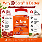 C-Salts Vitamina C en Polvo Tamponada - Sabor Naranja Sangre, 26 oz (735 g) - 272 Servicios
