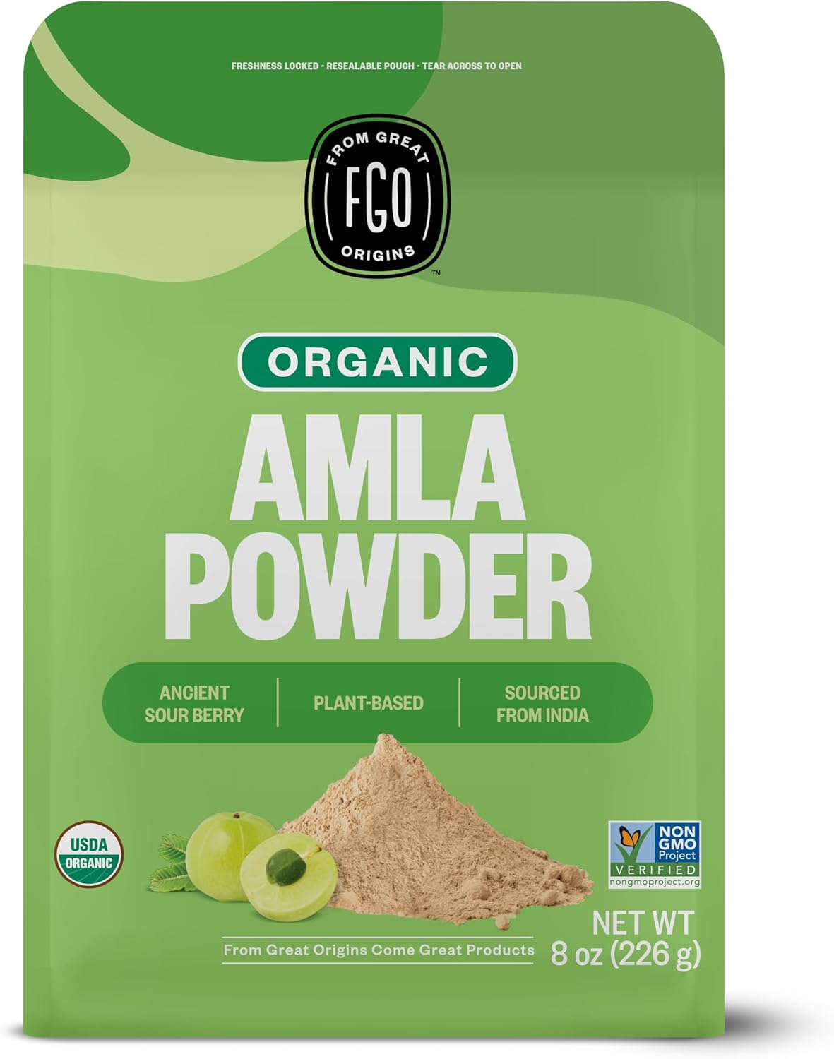 FGO Polvo de Amla Orgánico (Amalaki), 100% Puro de India, 454 g