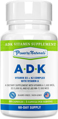 Power By Naturals ADK – Suplemento de Vitaminas A, D3 y K2 MK-7 – 60 Cápsulas