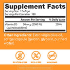 Doctor's Best Vitamina D3 2000 IU - 180 Cápsulas Blandas