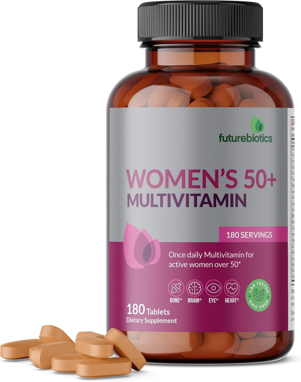 Futurebiotics Women's 50+ Multivitamin Once Daily, 180 Comprimidos – Multivitamínico para Mujeres Activas Mayores de 50