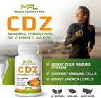 C D Z | Vitamina C (1000mg), Vitamina D3 (125mcg) y Zinc (25mg) | 120 Cápsulas Vegetarianas
