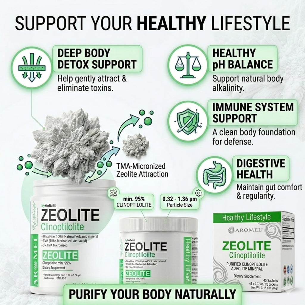 aromel Zeolite Powder Clinoptilolite - 45 Sobres de Polvo Ultrafino (<1 µm) | Clinoptilolita 95% | 3X Activado