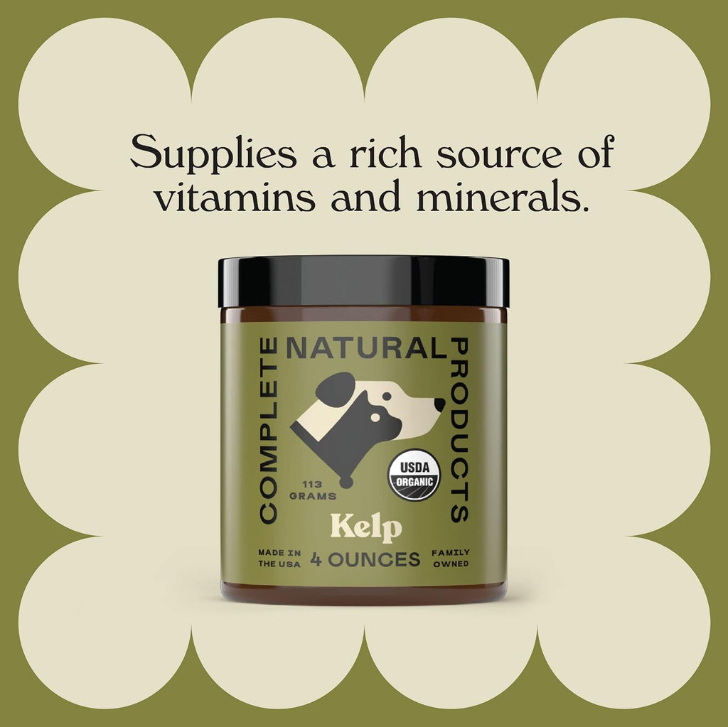 Organic Kelp Powder for Pets - 4oz - Pure Organic Kelp Powder by Complete Natural Products
