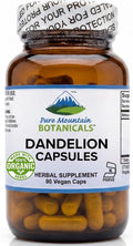 Pure Mountain Botanicals Cápsulas de Raíz de Diente de León - 450mg Orgánico - 90 Cápsulas Veganas Kosher Sin OGM