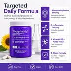 WONDER FAMILY Fosfatidilserina 600 mg con L-Carnosina 500 mg + B6, B12 y Ácido Fólico - Complejo de PS de Lecitina de Girasol sin Soja - 60 Cápsulas