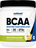 Nutricost BCAA Powder 2:1:1 (Melocotón Pera, 30 Raciones) - Aminoácidos de Cadena Ramificada