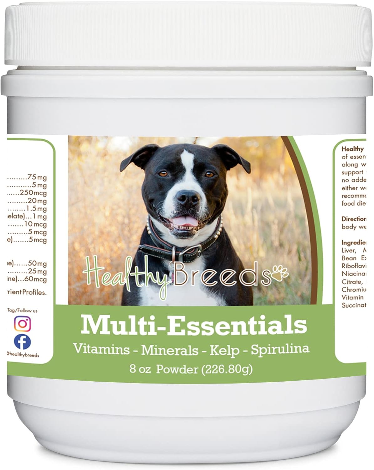 Healthy Breeds Pit Bull Negro Multi-Essentials Polvo para Perros - Suplemento de Vitaminas, Minerales y Antioxidantes - 227 g