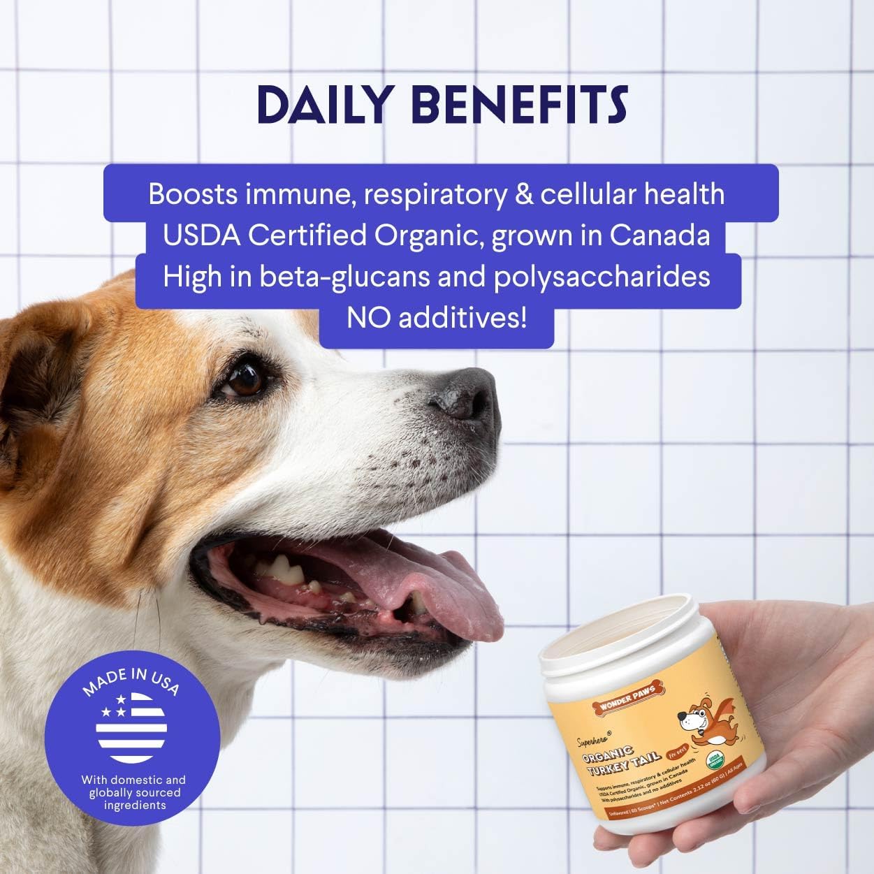 Wonder Paws Polvo de Cola de Pavo Orgánico para Perros – 60 g (2.12 oz)