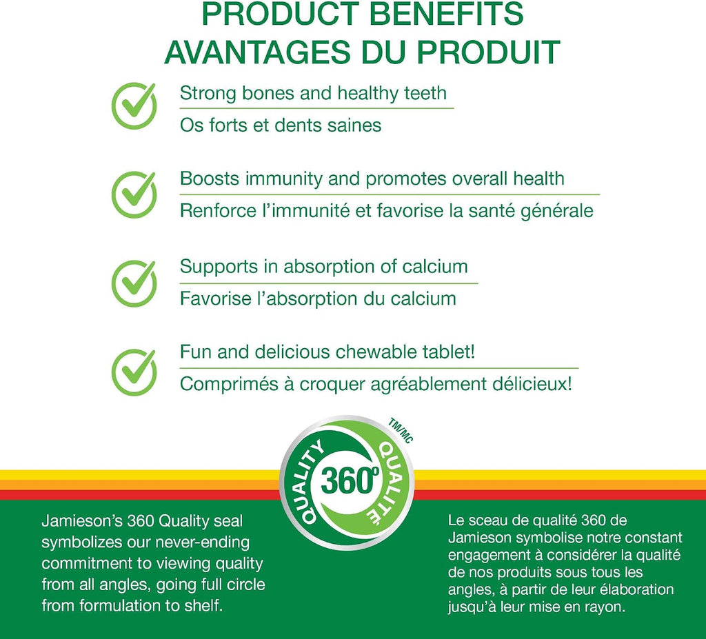 Jamieson Vitamina D3 1000 IU Naranja Masticable - 100 unidades
