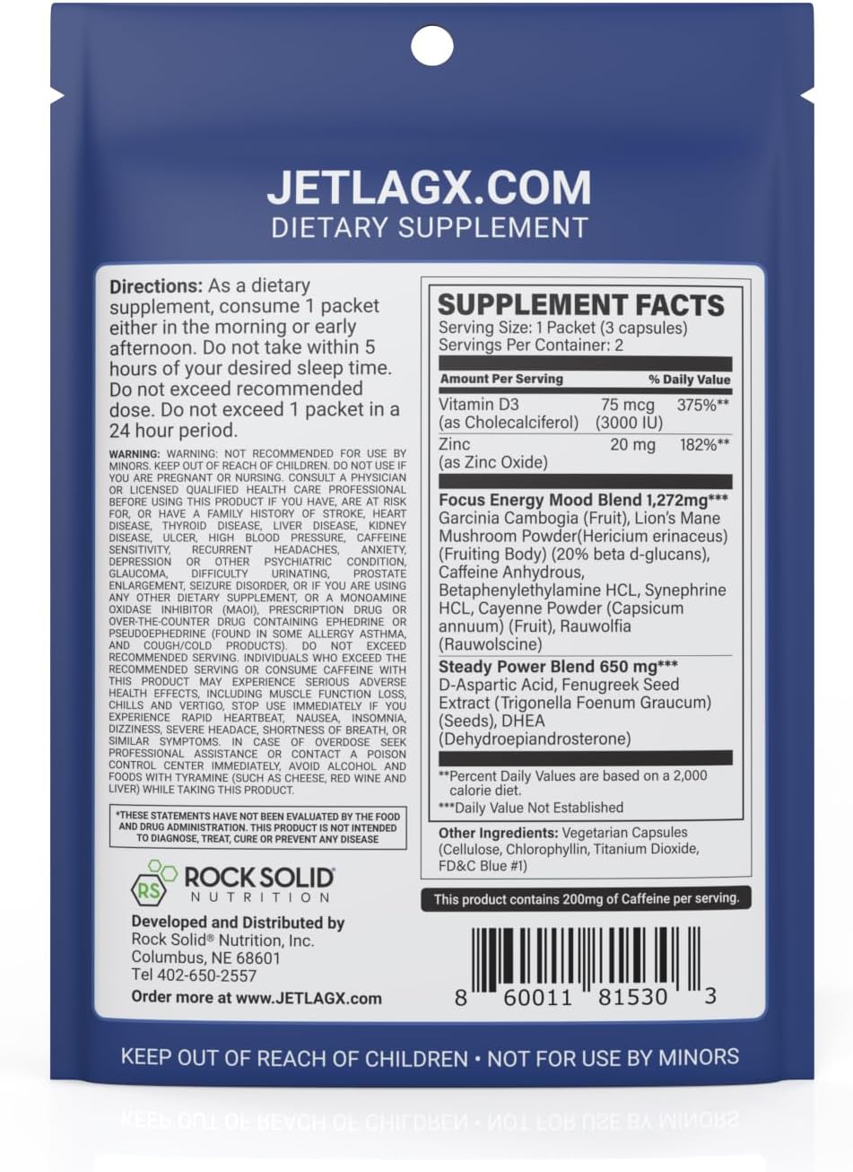 ROCK SOLID JETLAG X - Complemento Alimenticio para Jet Lag