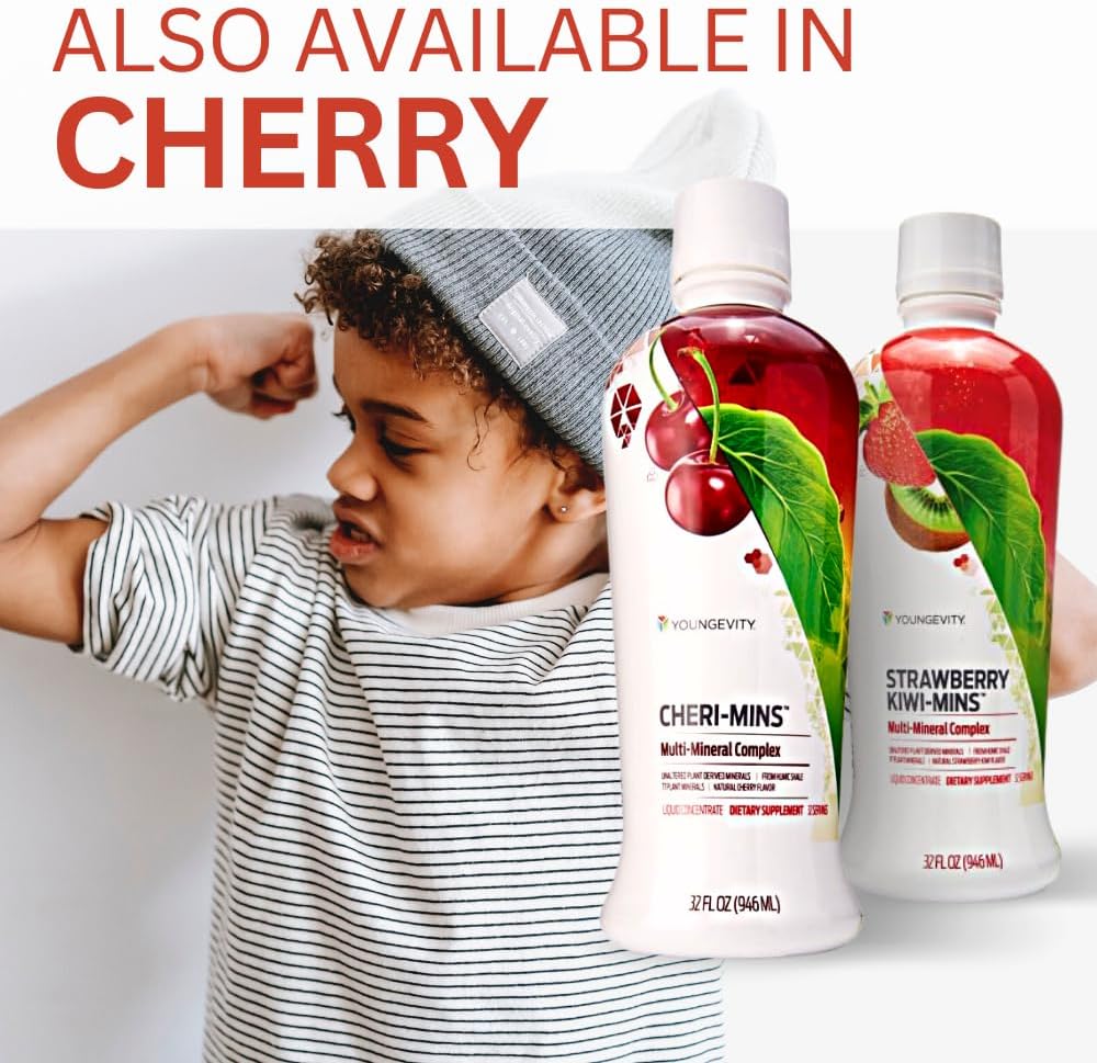 Youngevity Strawberry Kiwi-Mins Complejo Mineral Líquido de Origen Vegetal - 32oz (4 Paquetes)