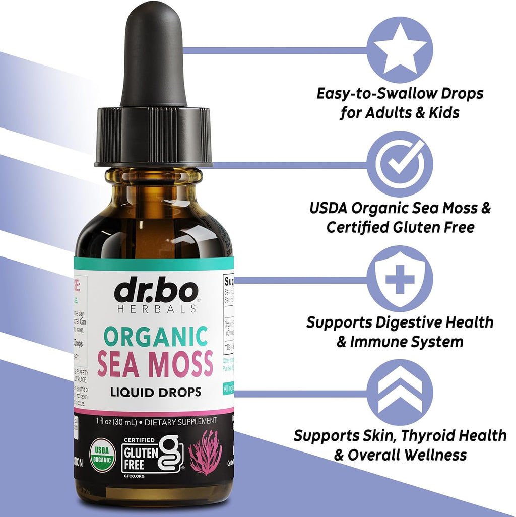 Irish Sea Moss Liquid Drops - Gotas Líquidas Orgánicas de Musgo de Mar, 30 ml