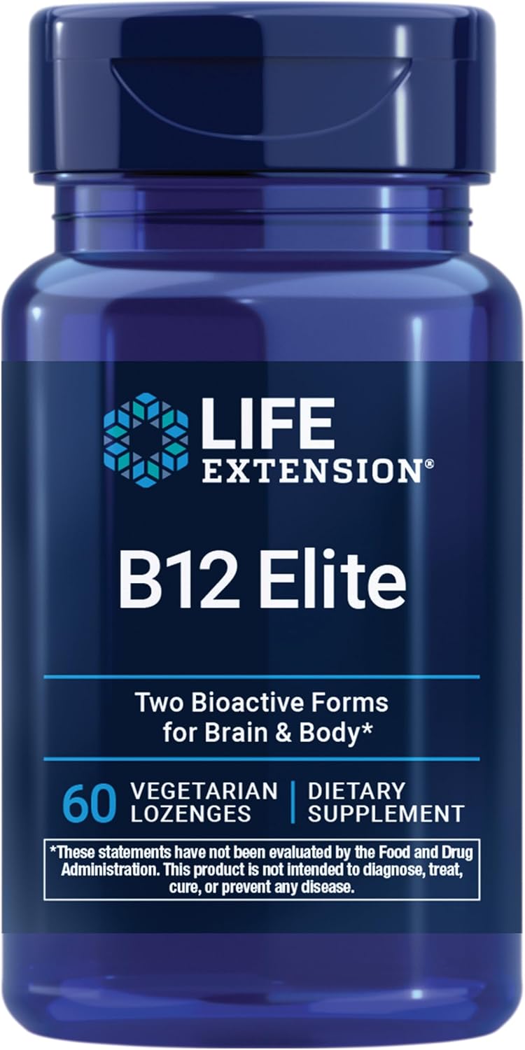 Life Extension B12 Elite - 60 Comprimidos de Vitamina B12 con Adenosilcobalamina y Metilcobalamina