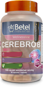Betel Natural Cerebro B+ Cápsulas - Complejo B con Ginkgo Biloba para el Sistema Nervioso - 90 Cápsulas