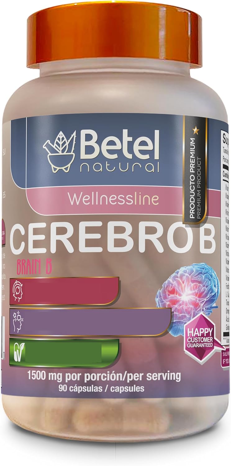 Betel Natural Cerebro B+ Cápsulas - Complejo B con Ginkgo Biloba para el Sistema Nervioso - 90 Cápsulas