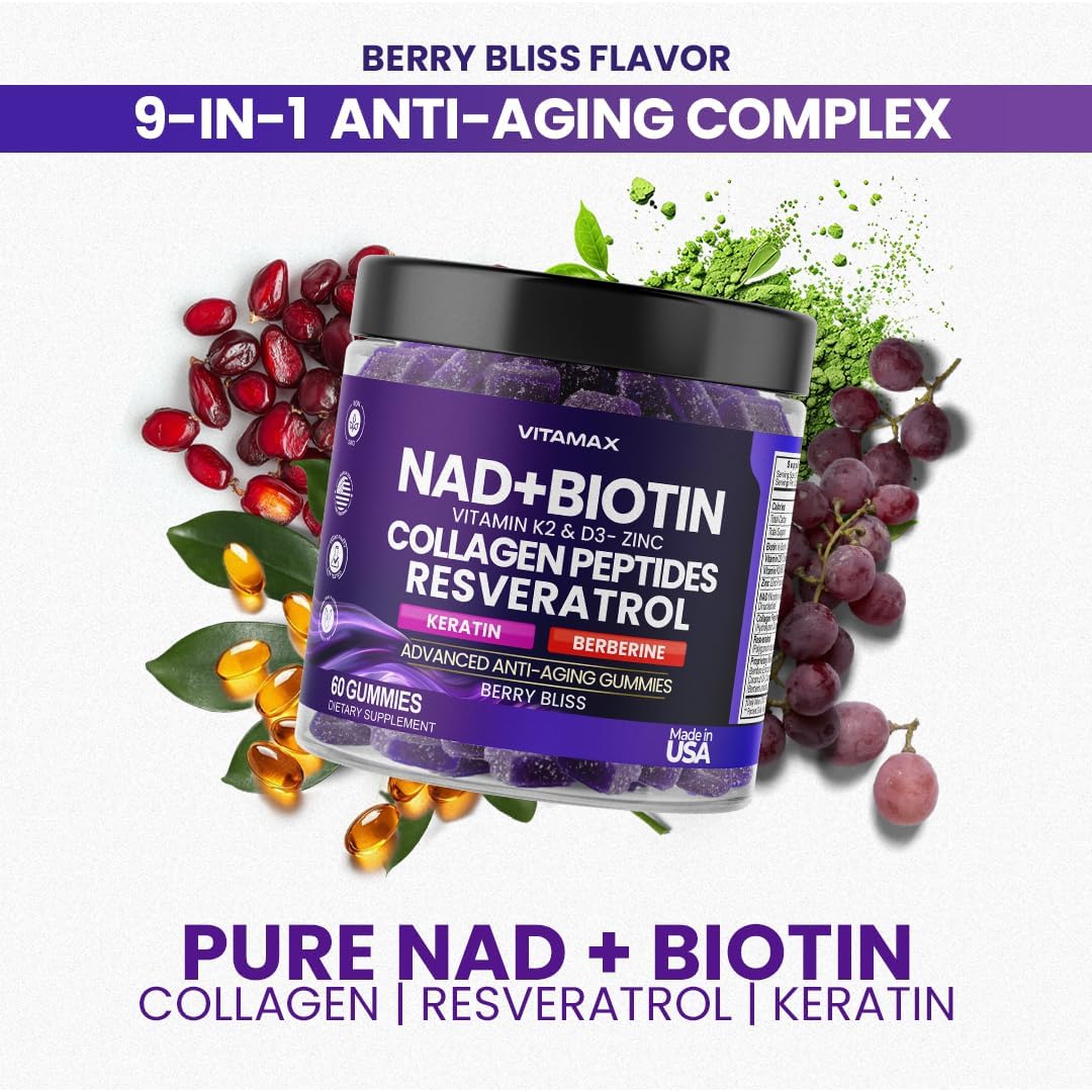 Vitamax Gominolas Antiedad NAD+ Resveratrol Berberina Biotina