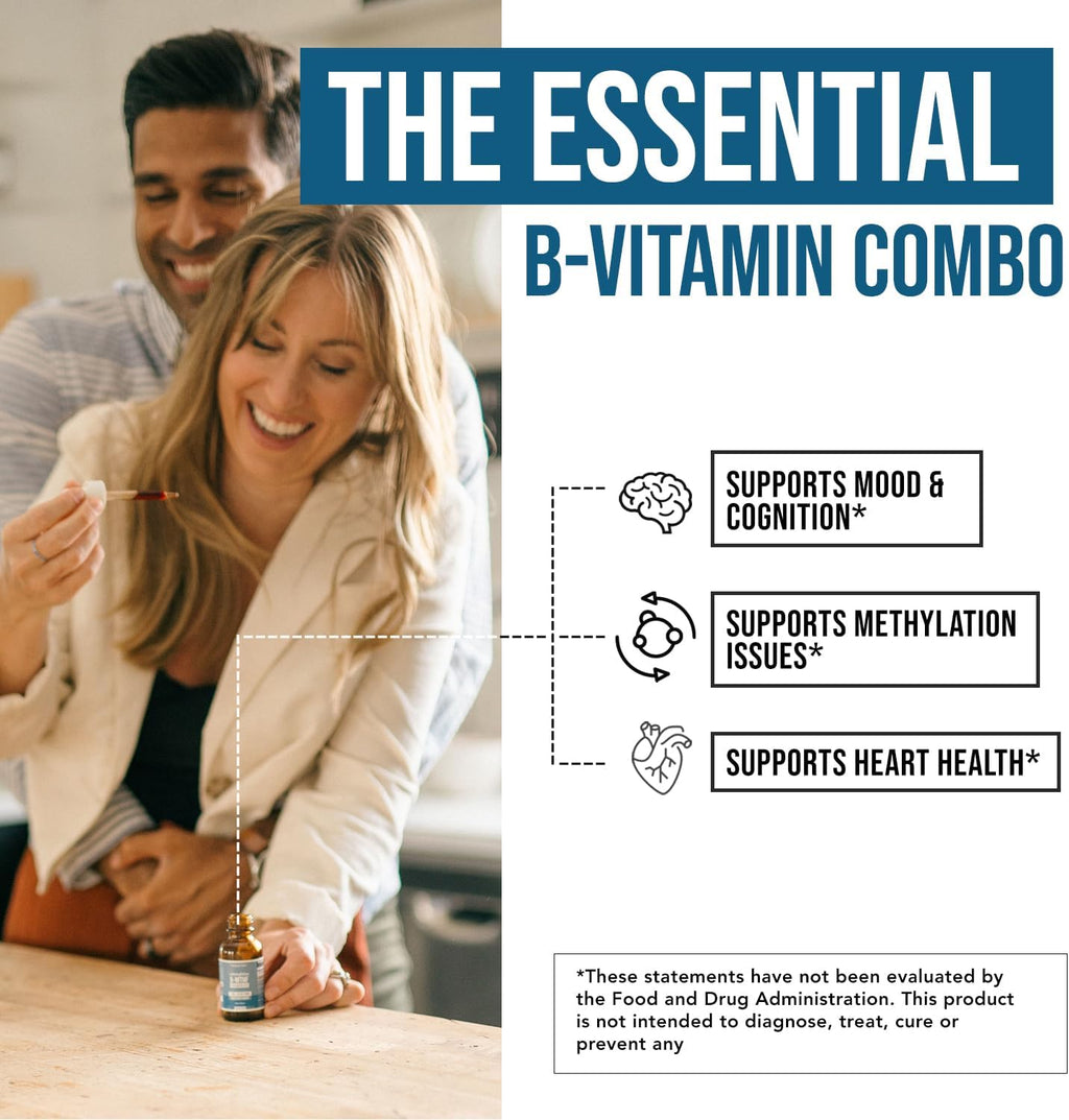 Organic Methyl Folate 1000 mcg + Methyl B12 Cofactor – Metilfolato Activo 5-MTHF, Sabor Baya Orgánica, Líquido Sublingual (1 oz)