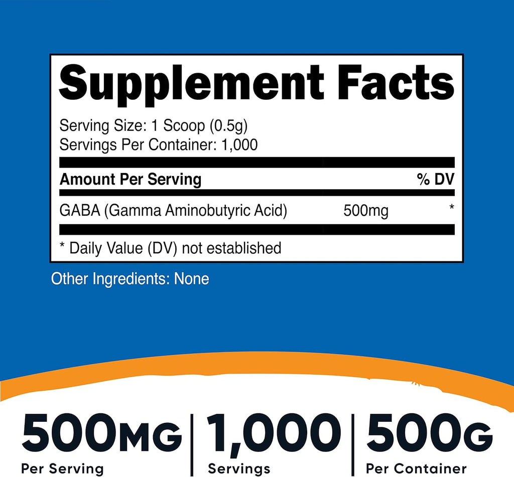 Nutricost GABA Puro en Polvo (Ácido Gamma-Aminobutírico) - 500 g - Pack de 3