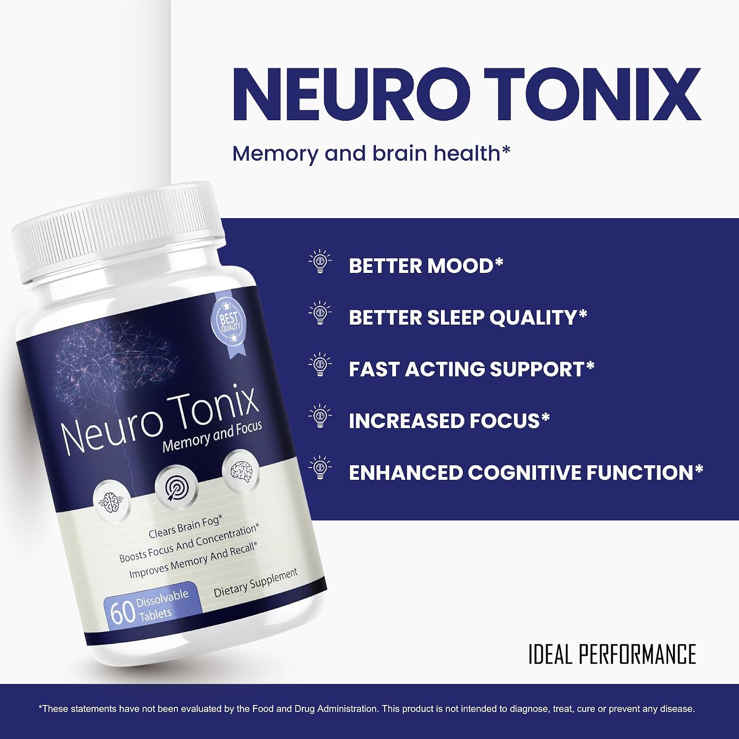 Neurotonix Memory Supplement - Fórmula Oficial - Comprimidos para la Memoria y Concentración, 120 Cápsulas (2 Envases)