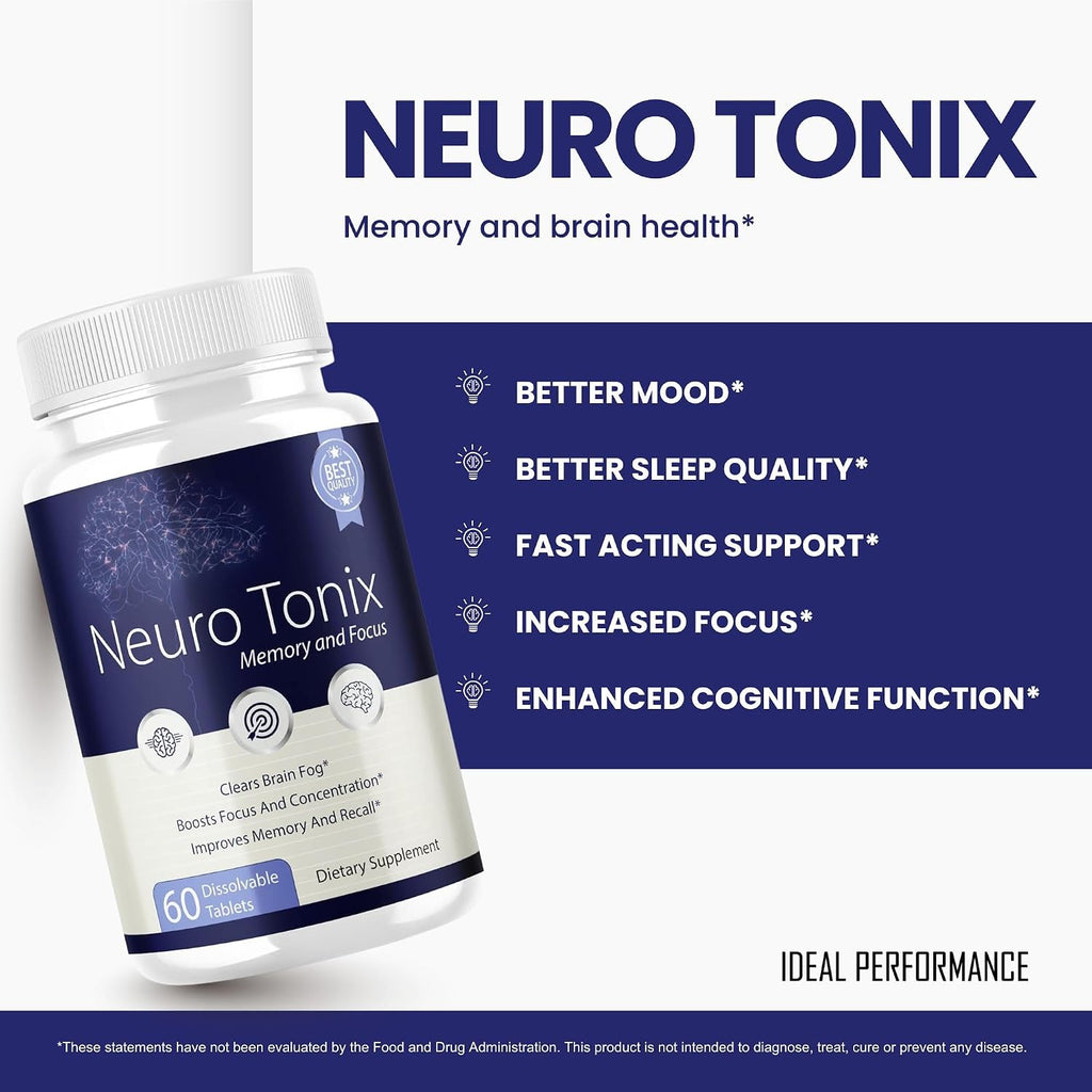 Neurotonix Memory Supplement - Fórmula Oficial - 300 Cápsulas (5 Paquetes)