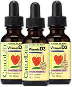 CHILDLIFE ESSENTIALS Gotas de Vitamina D3 para Bebés y Niños - 500 UI - Sabor a Bayas - 3 botellas de 30 ml