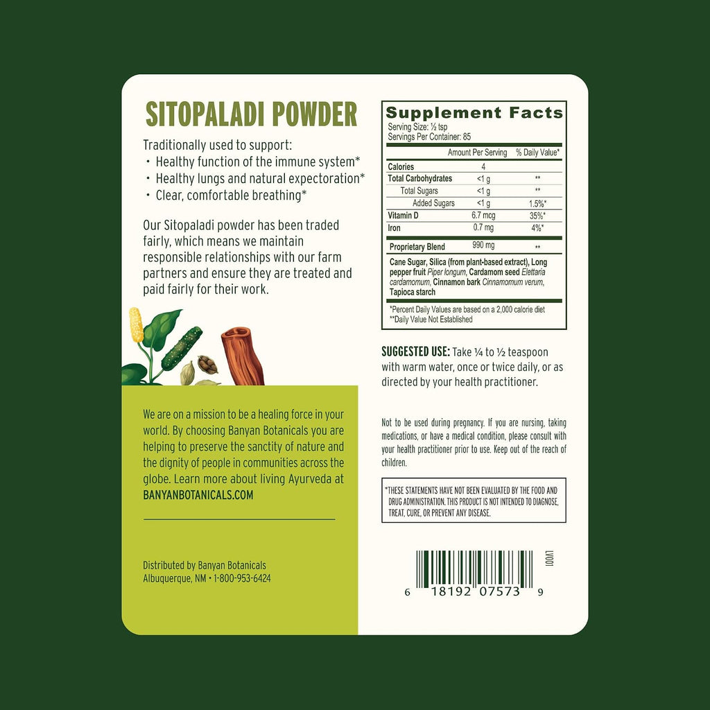 Banyan Botanicals Sitopaladi Powder - 85 g - Organic Ayurvedic Formula