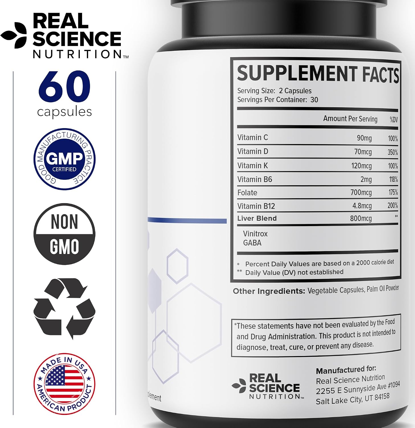 Real Science Nutrition Liver Miracle – Complemento Alimenticio para el Hígado con Óxido Nítrico
