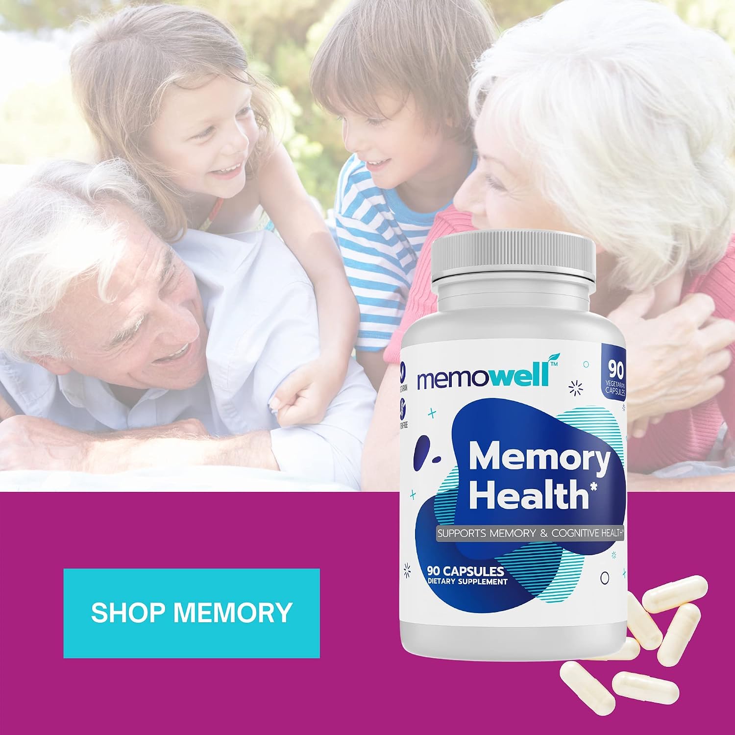 Memowell Suplemento para la Memoria - Fórmula Avanzada para la Salud Cerebral - 90 Cápsulas (30 Días)