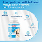 Bio PetActive VitaliDOG Chewable Multivitamin for Dogs with Biotin, Vitamins A, E, B Complex and Amino Acids - 150 Chewable Tablets