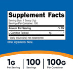 Nutricost L-Carnitine Tartrate Powder (100 Grams) - 1 Gram Per Serving; 100 Servings