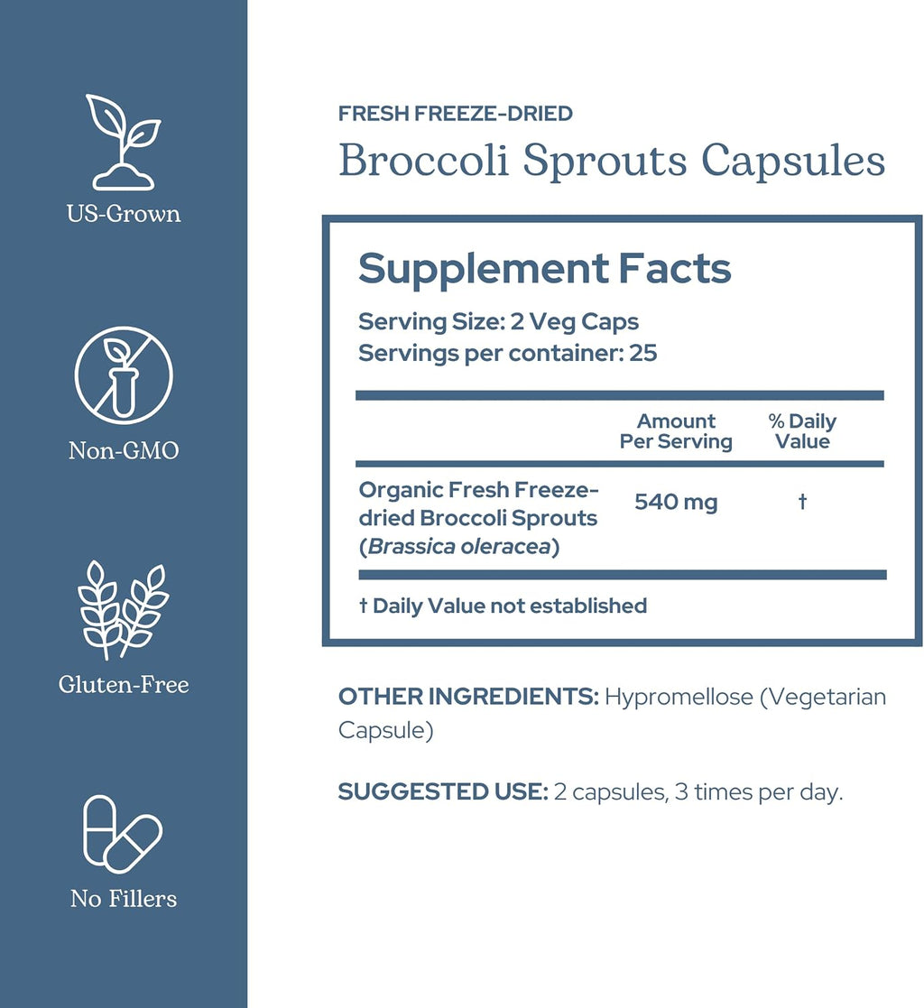 Eclectic Glass Broccoli Sprouts FDV, 50 Cápsulas