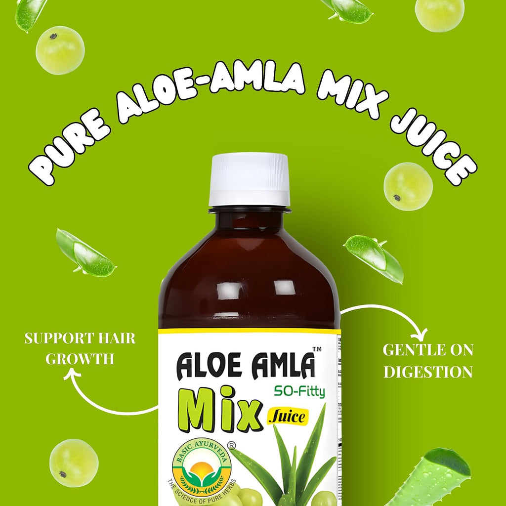 Basic Ayurveda Aloe Vera & Amla Herbal Mix Juice 480 ml