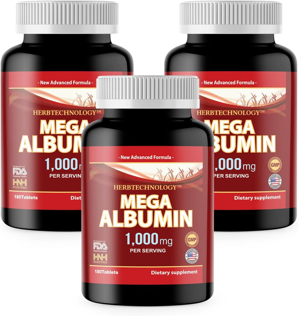 Dr.K&C Mega Albumin Proteína 1000mg, 3 Botellas (180 Comprimidos cada una)
