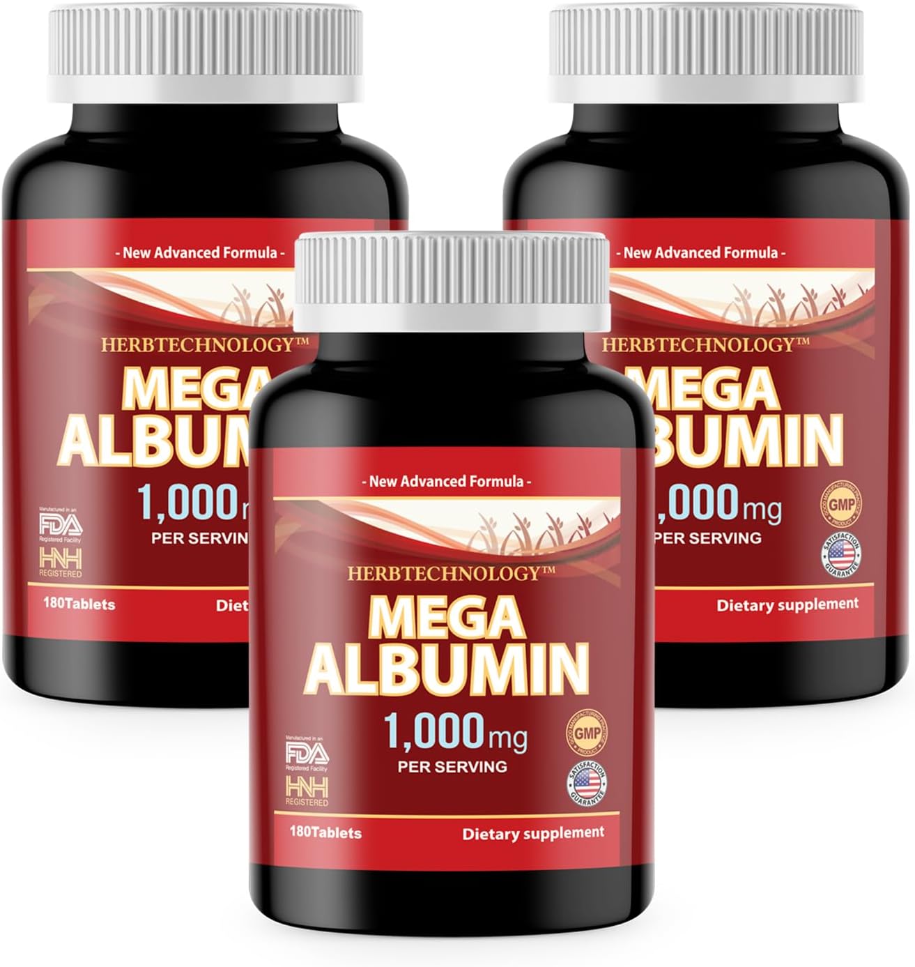 Dr.K&C Mega Albumin Proteína Suplemento 1000mg, 2 Botes de 60 Comprimidos