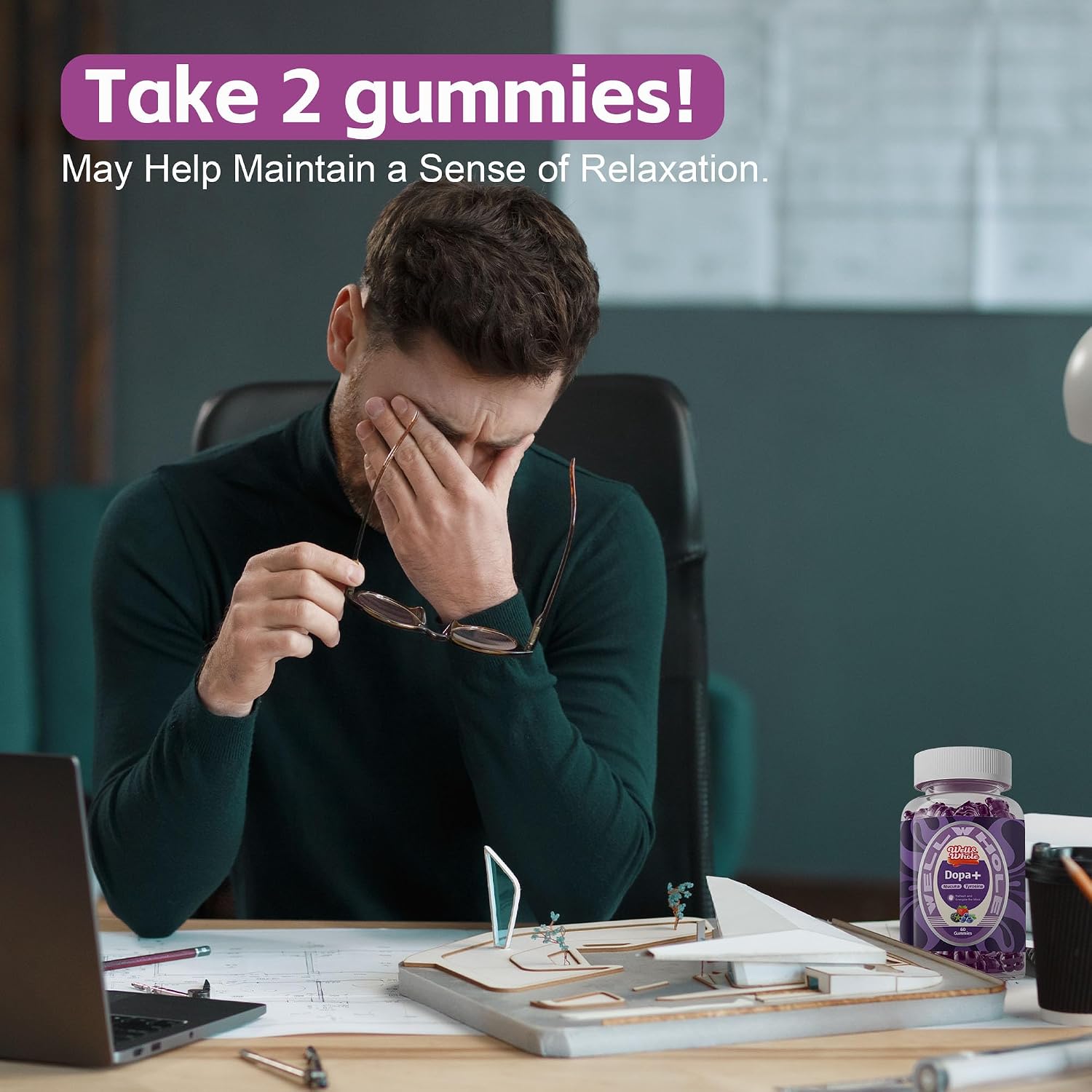 Well&Whole Gominolas Dopamine - Mucuna Pruriens 500mg, L-Tirosina 200mg y Ashwagandha, Apoyo al Estado de Ánimo y Concentración, Sabor a Bayas, Sin Gluten, 60 Gominolas