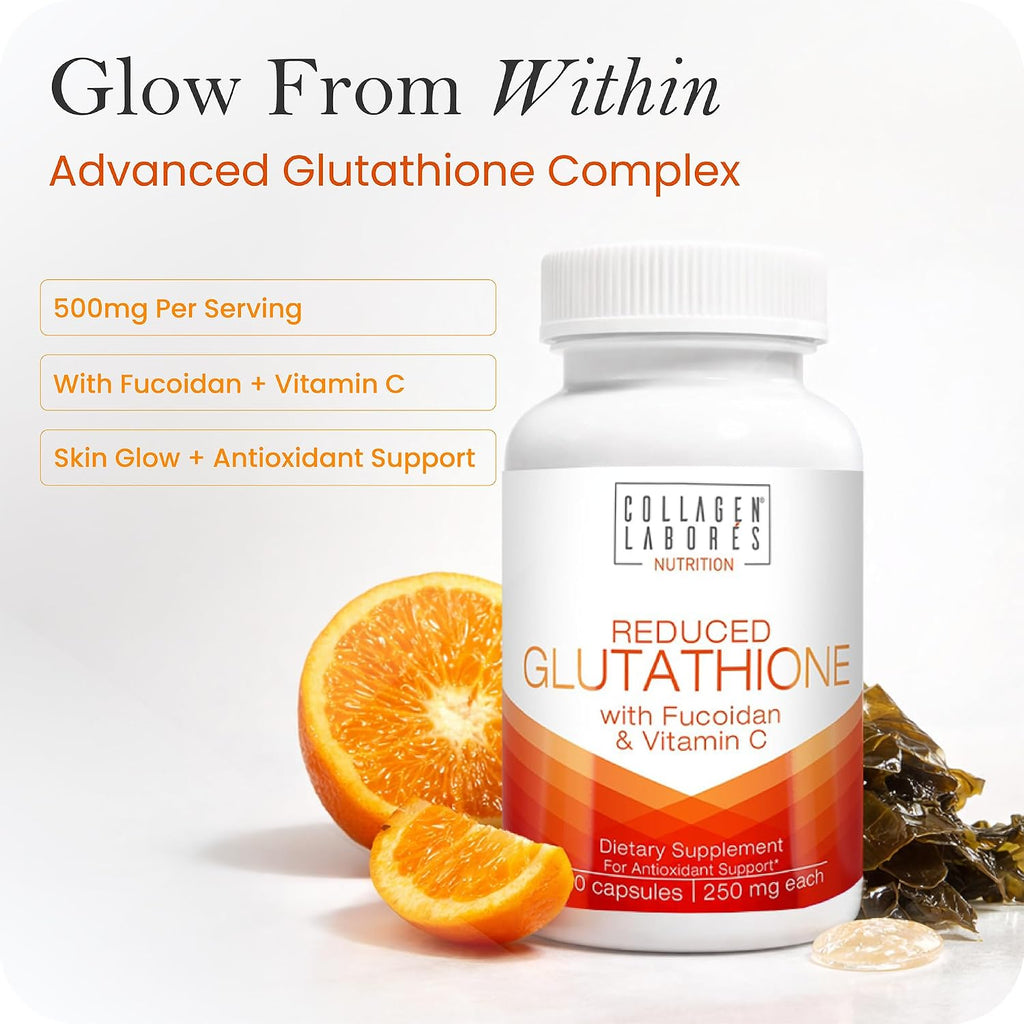 Complejo Avanzado de Glutatión 500mg con Fucoidan y Vitamina C, 60 Cápsulas