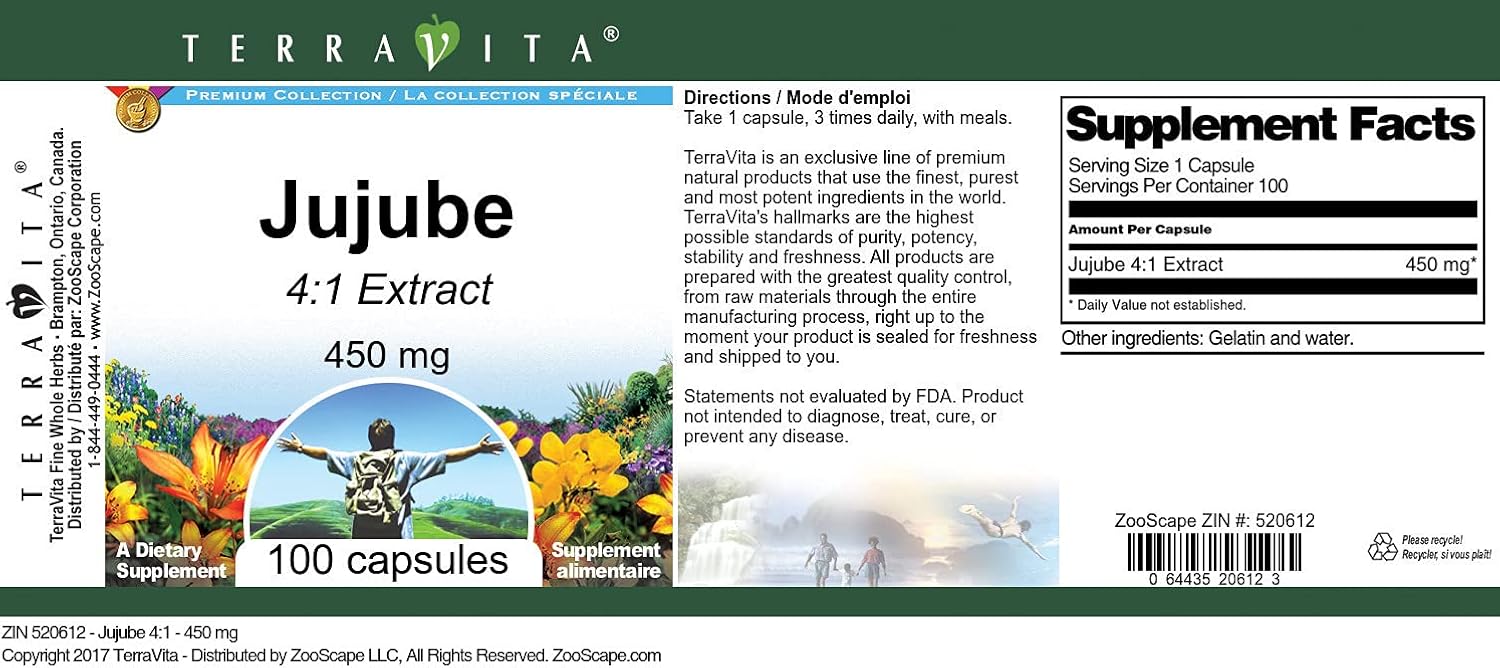 Jujube 4:1-450 mg (100 Cápsulas) - 3 Pack