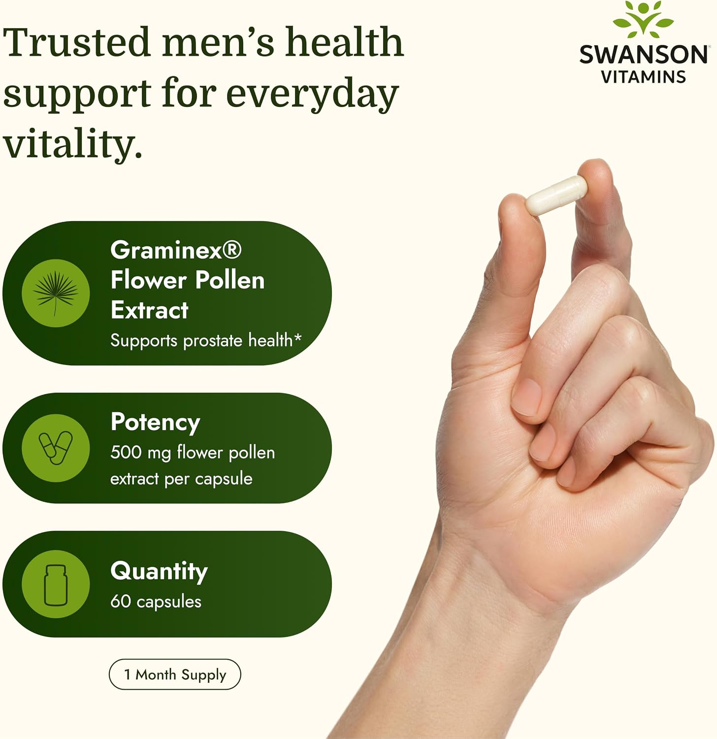 Swanson Graminex Extracto de Polen de Flores - 60 Cápsulas