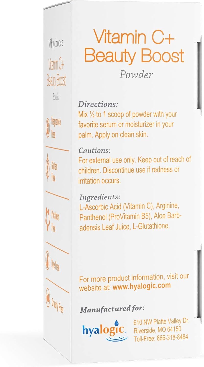 Hyalogic Vitamina C+ Polvo de Belleza - Polvo facial con vitamina C, 6 g