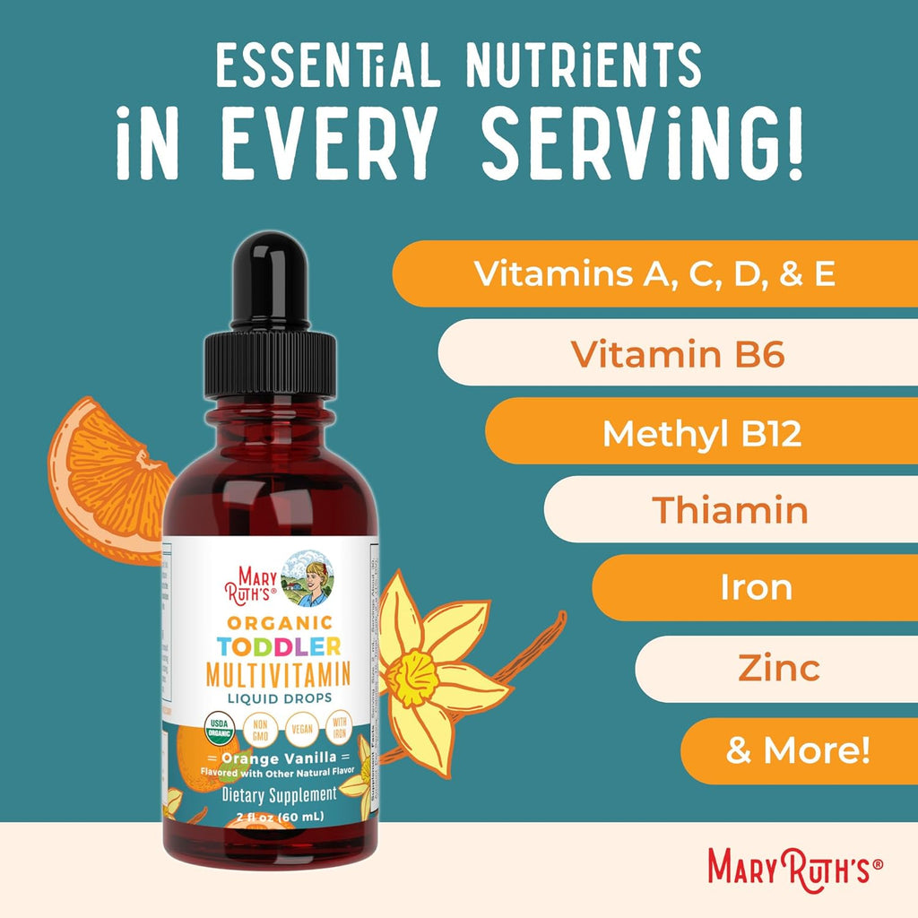 MaryRuth's Organics Multivitamínico con Hierro para Niños de 1 a 3 años, Gotas Líquidas Orgánicas, 59 ml