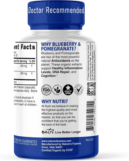 Nutri Organic Blueberry Pomegranate – Extracto de arándano (Vaccinium corymbosum): 800 mg por ración. Rico en – Image 3