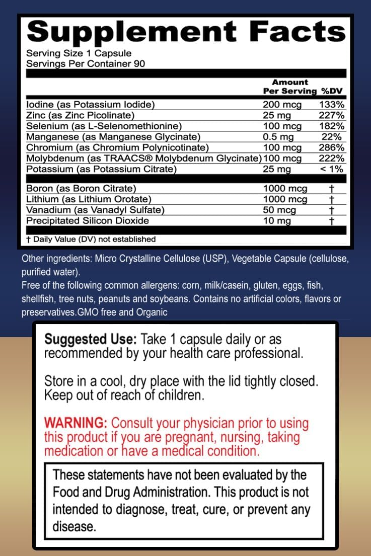 True Healing Naturals - True Minerals, Suplemento Multimineral, 90 Cápsulas Vegetales