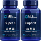 Life Extension Super K, 150 Cápsulas (Pack de 2) con Vitaminas K y K2