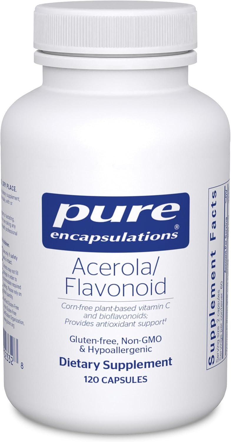Pure Encapsulations Acerola/Flavonoid | Vitamina C y Bioflavonoides de Origen Vegetal, Sin Maíz | 120 Cápsulas